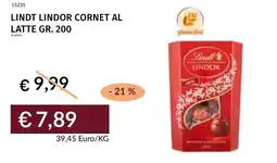 Prezzemolo e Vitale Lindt lindor cornet al latte offerta