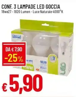 Galassia Conf. 3 lampade LED goccia offerta