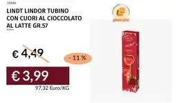 Prezzemolo e Vitale Lindt lindor tubino con cuori al cioccolato al latte offerta