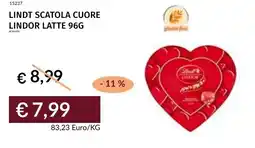 Prezzemolo e Vitale Lindt scatola cuore lindor latte offerta