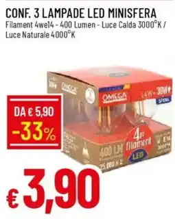 Galassia Conf. 3 lampade LED minisfera offerta