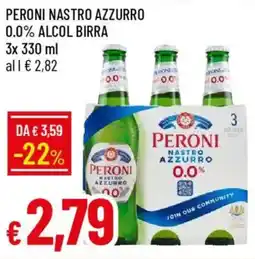 Galassia Peroni nastro azzurro 0.0% alcol birra offerta
