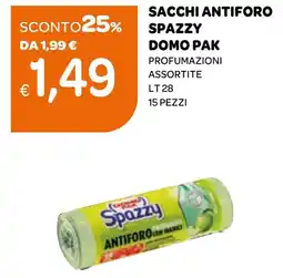 Ekom Sacchi antiforo spazzy DOMO PAK Profumazioni assortite 15 pezzi offerta