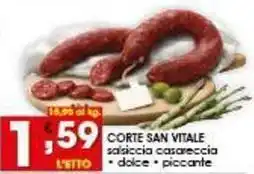 Iper Pellicano CORTE SAN VITALE salsiccia casareccia dolce, piccante offerta