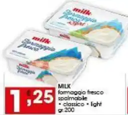 Iper Pellicano MILK formaggio fresco spalmabile classico, light offerta