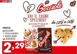 Iper Pellicano PAVESI gocciole, cioccolato, extra dark offerta