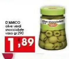 Iper Pellicano D'AMICO olive verdi snocciolate vaso offerta