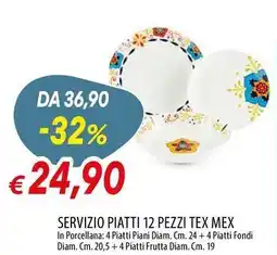 Galassia Servizio piatti 12 pezzi tex mex offerta