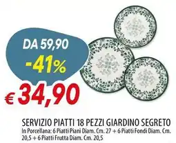 Galassia Servizio piatti 18 pezzi giardino segreto offerta