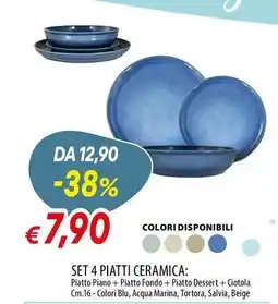 Galassia Set 4 piatti ceramica offerta