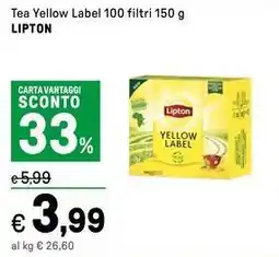 Iper La Grande Tea Yellow Label 100 filtri LIPTON offerta