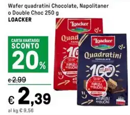 Iper La Grande Wafer quadratini Chocolate, Napolitaner o Double Choc LOACKER offerta