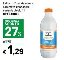 Iper La Grande Latte UHT parzialmente scremato Benessere senza lattosio GRANAROLO offerta