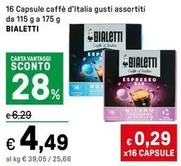Iper La Grande 16 Capsule caffè d'Italia BIALETTI offerta
