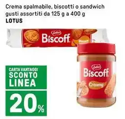 Iper La Grande Crema spalmabile, biscotti o sandwich LOTUS offerta