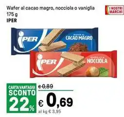 Iper La Grande Wafer al cacao magro, nocciola o vaniglia IPER offerta