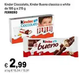 Iper La Grande Kinder Cioccolato, Kinder Bueno classico o white FERRERO offerta