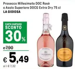 Iper La Grande Prosecco Millesimato DOC Rosè o Asolo Superiore DOCG Extra Dry LA GIOIOSA offerta