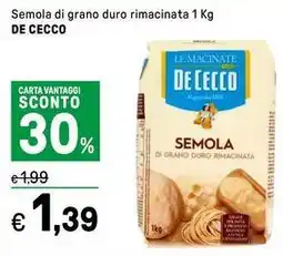 Iper La Grande Semola di grano duro rimacinata DE CECCO offerta