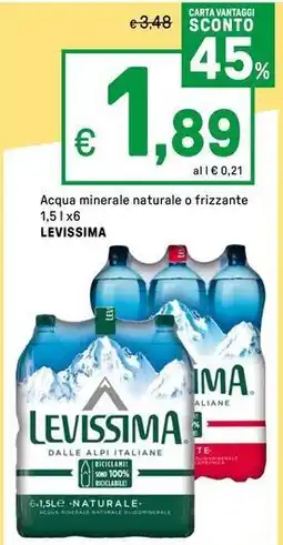 Iper La Grande Acqua minerale naturale o frizzante LEVISSIMA offerta