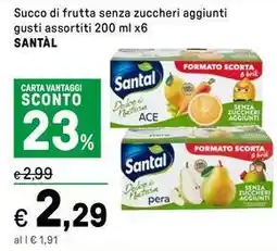 Iper La Grande Succo di frutta senza zuccheri aggiunti SANTAL offerta