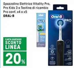Iper La Grande Spazzolino Elettrico Vitality Pro, Pro Kids 3 o Testine di ricambio Pro conf. x4 o x5 ORAL-B offerta