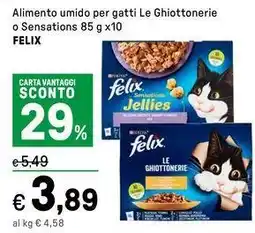 Iper La Grande Alimento umido per gatti Le Ghiottonerie o Sensations FELIX offerta
