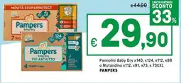 Iper La Grande Pannolini Baby Dry x140, x124, x112, x88 o Mutandino x112, x91, x73, x 73XXL PAMPERS offerta