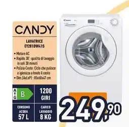 Iper La Grande CANDY LAVATRICE EY281DW41S offerta