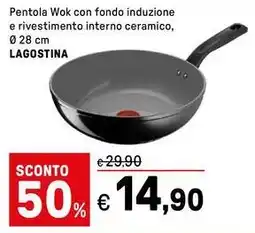 Iper La Grande Pentola Wok con fondo induzione e rivestimento interno ceramico LAGOSTINA offerta