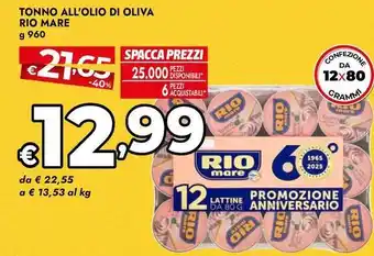 Bennet Tonno all'olio di oliva RIO MARE offerta