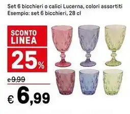 Iper La Grande Set 6 bicchieri o calici Lucerna offerta