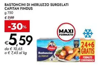 Bennet Bastoncini di merluzzo surgelati capitan FINDUS offerta