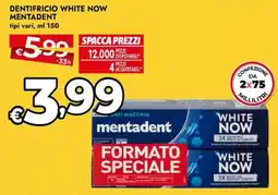 Bennet Dentifricio white now MENTADENT offerta