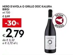 Bennet Nero d'avola o grillo doc kalura BIRGI offerta