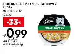 Bennet Cibo umido per cane fresh bowls CESAR offerta