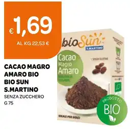 Ekom Cacao magro amaro bio bio sun s.martino senza zucchero offerta