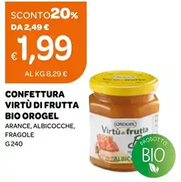 Ekom Confettura virtù di frutta bio OROGEL arance, albicocche, fragole offerta