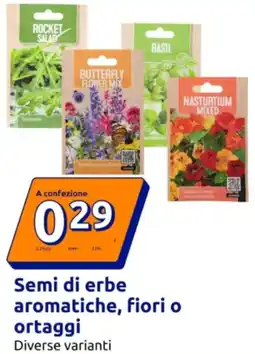 Action Semi di erbe aromatiche, fiori o ortaggi offerta