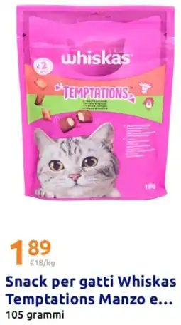 Action Snack per gatti Whiskas Temptations Manzo e... offerta
