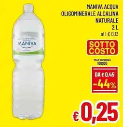 A&O Maniva acqua oligominerale alcalina naturale offerta