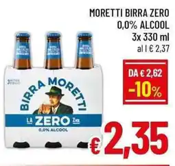 A&O Moretti birra zero 0,0% alcool offerta