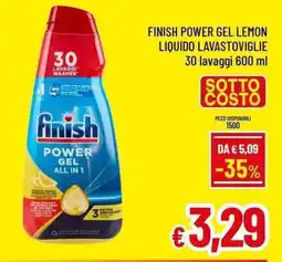 A&O Finish power gel lemon liquido lavastoviglie offerta