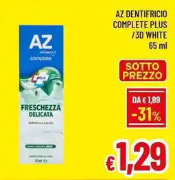 A&O Az dentifricio complete plus /3d white offerta