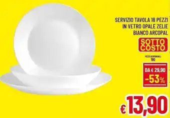 Servizio tavola 18 pezzi in vetro opale zelie bianco arcopal