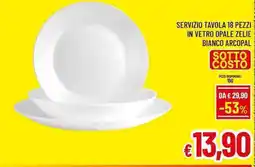 A&O Servizio tavola 18 pezzi in vetro opale zelie bianco arcopal offerta
