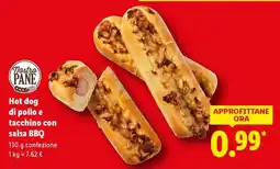 Lidl Nostro Pane Hot dog di pollo e tacchino con salsa BBQ offerta