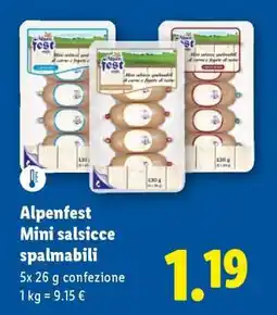 Lidl Alpenfest Mini salsicce spalmabili offerta