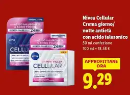 Lidl Nivea Cellular Crema giorno/notte antietà con acido ialuronico offerta