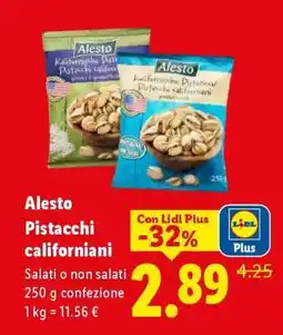 Lidl Alesto Pistacchi californiani offerta